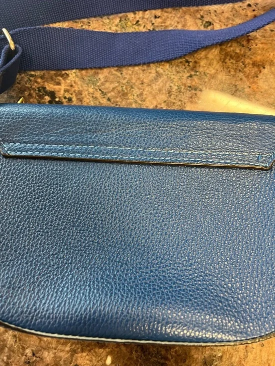 Blue Women's Crossbody Bag - Classic Pebbled Leather Shoulder Bag - Picture 6 of 8